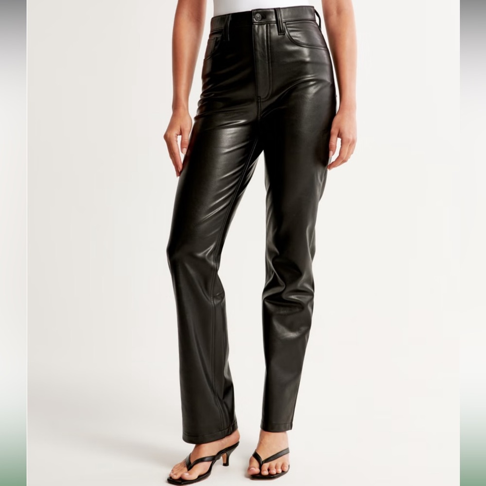 Abercrombie & Fitch black vegan leather 90s straight pant